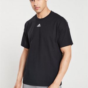 selling 3 stripe centre logo t shirt black 5efb2e76a70d8