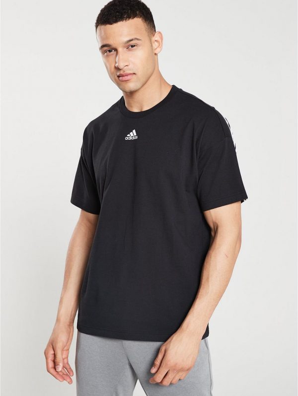 selling 3 stripe centre logo t shirt black 5efb2e76a70d8