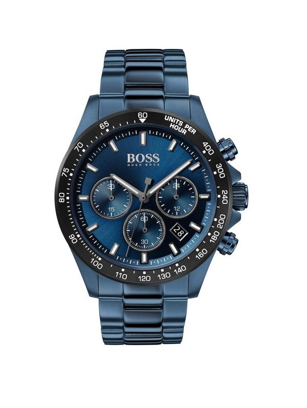 selling boss hero sport lux blue sunray chronograph dial blue ip stainless steel bracelet mens watch 5efae1463cdbb