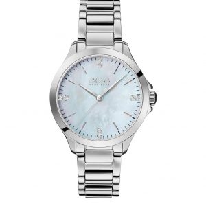 selling boss mother of pearl with gold detail and 8 diamonds dial two tone stainless steel bracelet ladies watch 5ef9bf95a43e1