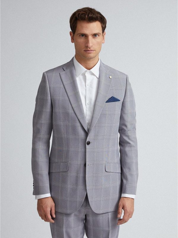 selling check slim fit suit jacket grey 5efb3380bf64e