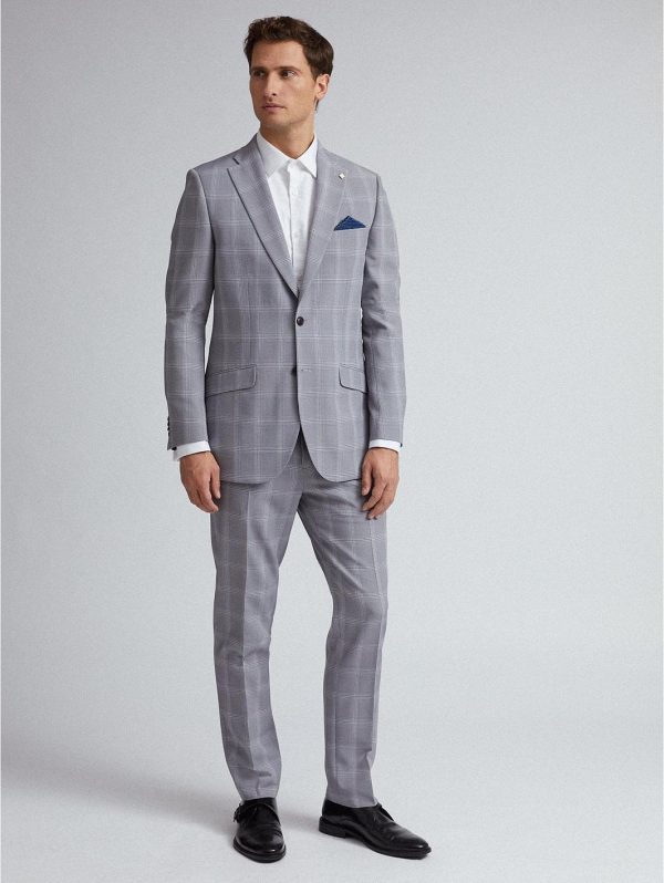 selling check slim fit suit jacket grey 5efb3382b5506