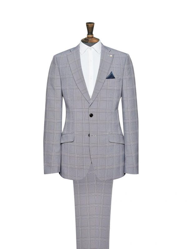 selling check slim fit suit jacket grey 5efb33849513d