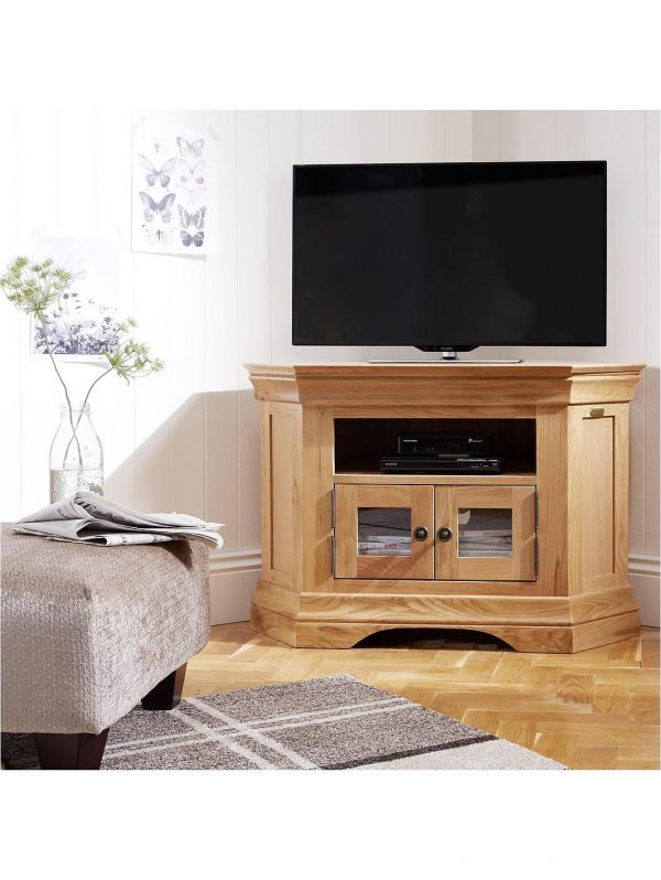 selling constance oak ready assembled corner tv unit fits up to 50 inch tv 5efadc15b20be