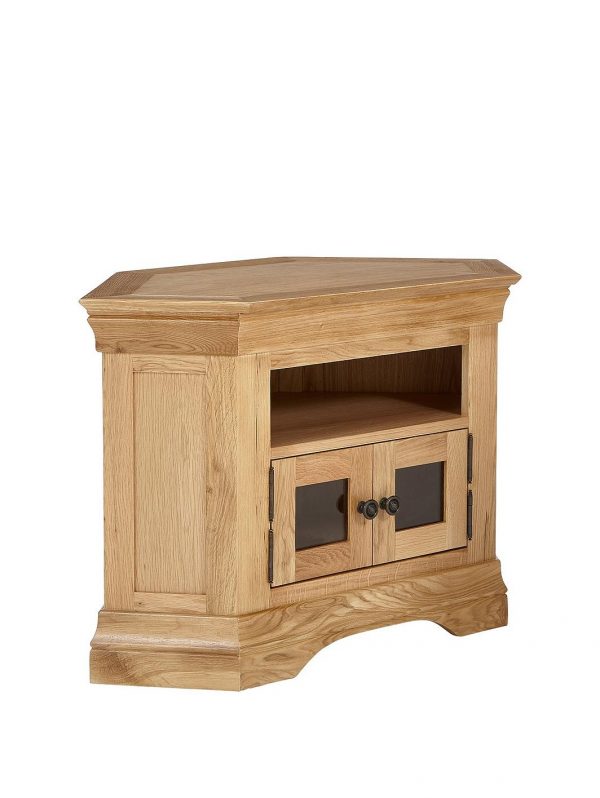 selling constance oak ready assembled corner tv unit fits up to 50 inch tv 5efadc164fe15