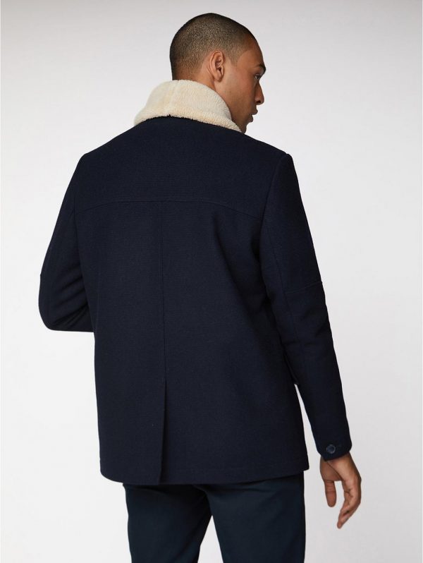 selling heavyweight shawl collar coat navy blue 5efb2ffbcabc4