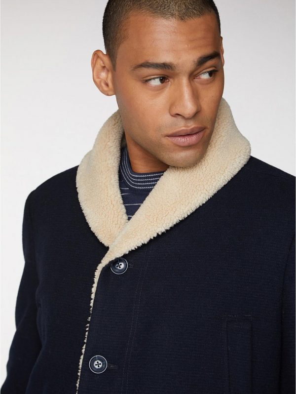 selling heavyweight shawl collar coat navy blue 5efb2ffd1c47f