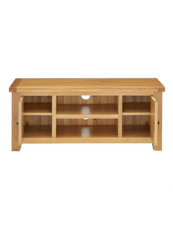 selling oakland ready assembled 100 solid wood large tv unit fits up to 55 inch tv 5efadc077fb1b