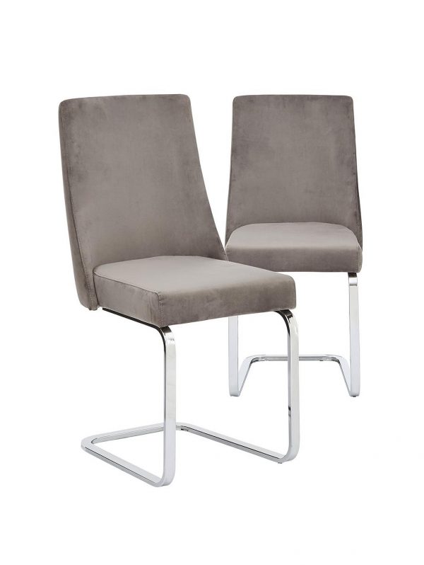 selling pair of alice velvet dining chairs grey chrome 5efada0fcaa88