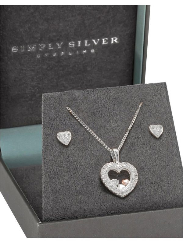 selling simply silver cubic zirconia heart shaker jewellery set 5ef9bf34e0b66