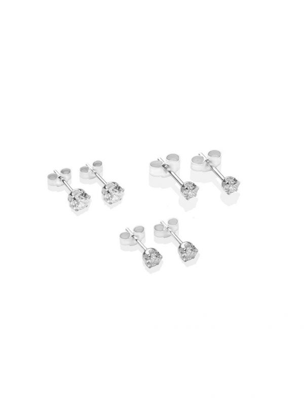 selling sterling silver set of 3mm 4mm and 5mm cubic zirconia studs 5ef9bf4d95e59