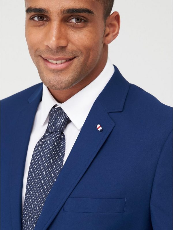 selling stretch slim suit jacket blue 5efb2f8666218
