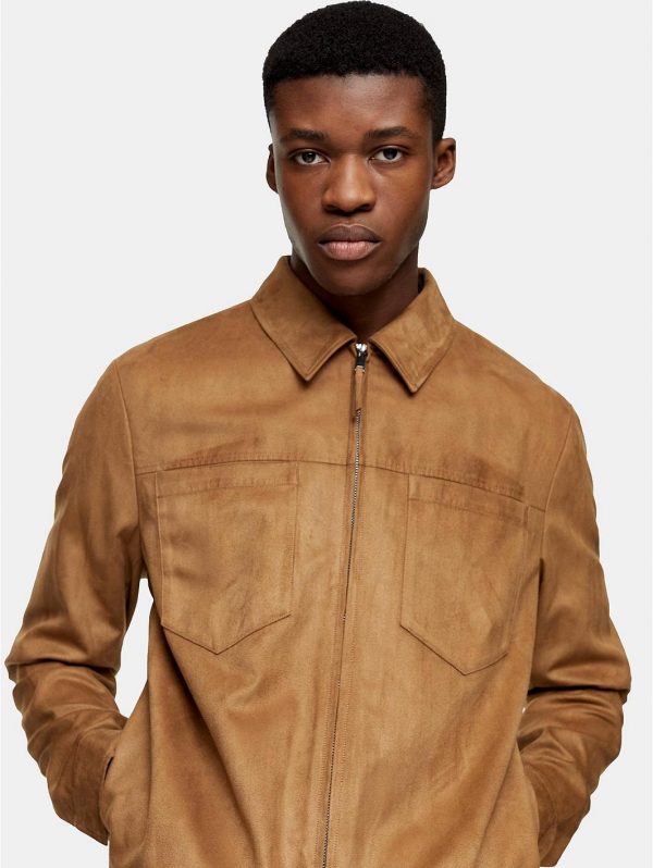 selling suedette jacket tan 5efb34e7a6bf1