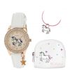 selling tikkers gold unicorn dial white leather strap watch with purse and necklace kids gift set 5efae363b324f