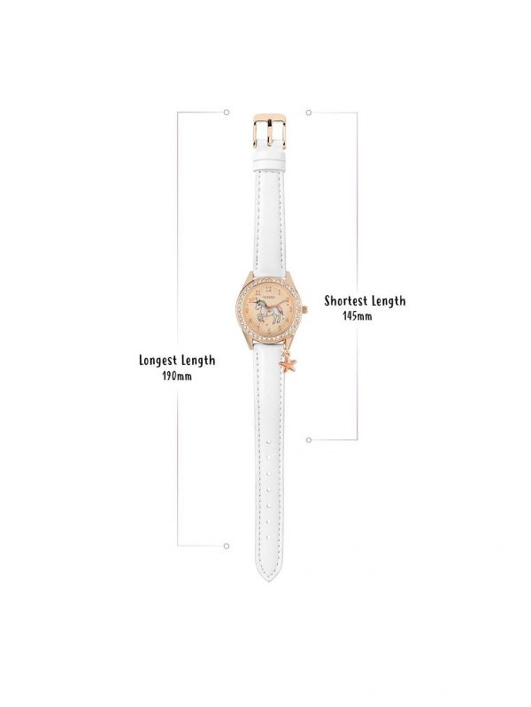 selling tikkers gold unicorn dial white leather strap watch with purse and necklace kids gift set 5efae366be4c1