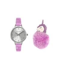 selling tikkers silver dial pink glitter strap and unicorn pompom kids gift set 5efae31aea0b1