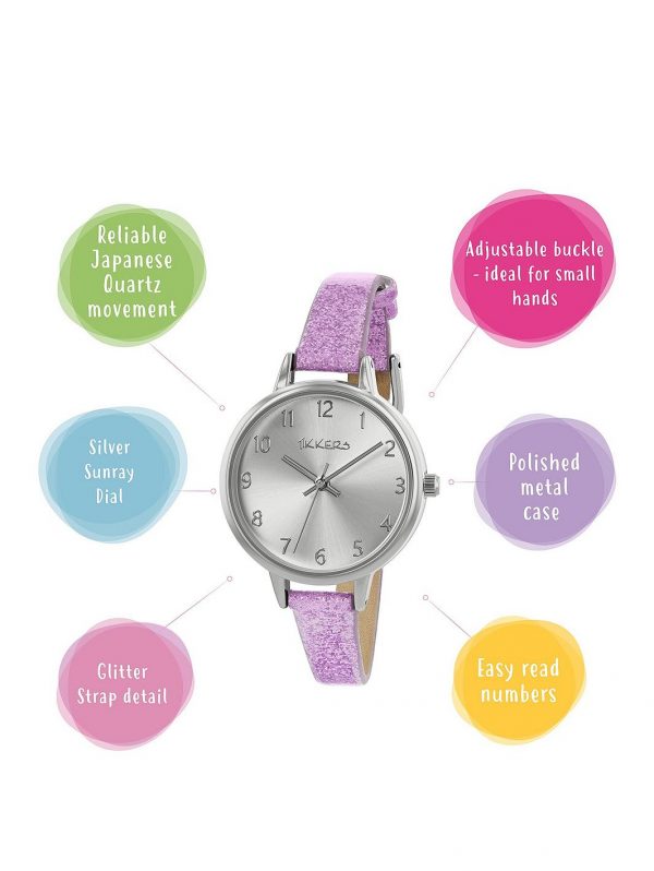 selling tikkers silver dial pink glitter strap and unicorn pompom kids gift set 5efae32813442