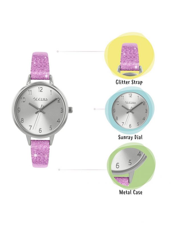 selling tikkers silver dial pink glitter strap and unicorn pompom kids gift set 5efae32a0b458