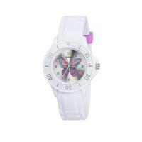 selling tikkers silver sunray butterfly print dial white silicone strap kids watch 5efae2ecdcebc
