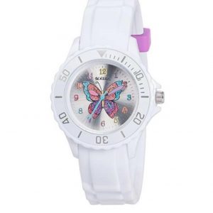 selling tikkers silver sunray butterfly print dial white silicone strap kids watch 5efae2f17ae6c