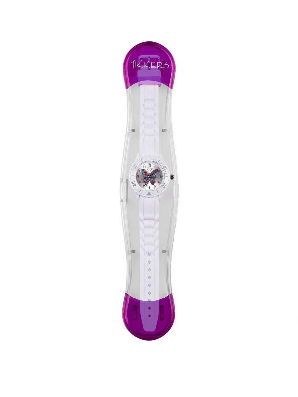 selling tikkers silver sunray butterfly print dial white silicone strap kids watch 5efae2f242d95
