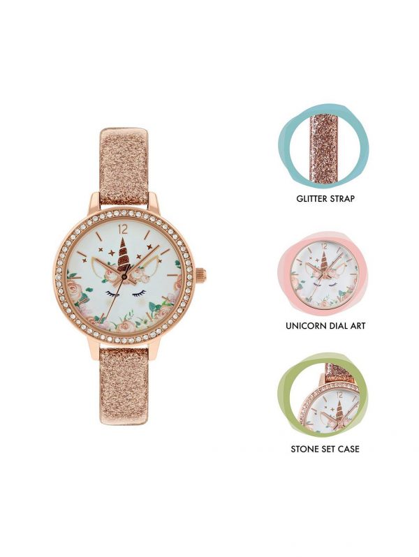 selling tikkers unicorn dial nude glitter strap kids watch 5efae356c0b04