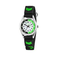 selling tikkers white black and green time teller dial black fabris velco strap kids watch 5efae2850559b