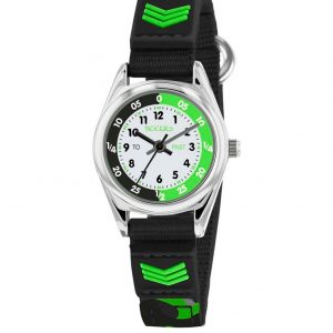 selling tikkers white black and green time teller dial black fabris velco strap kids watch 5efae286523a1