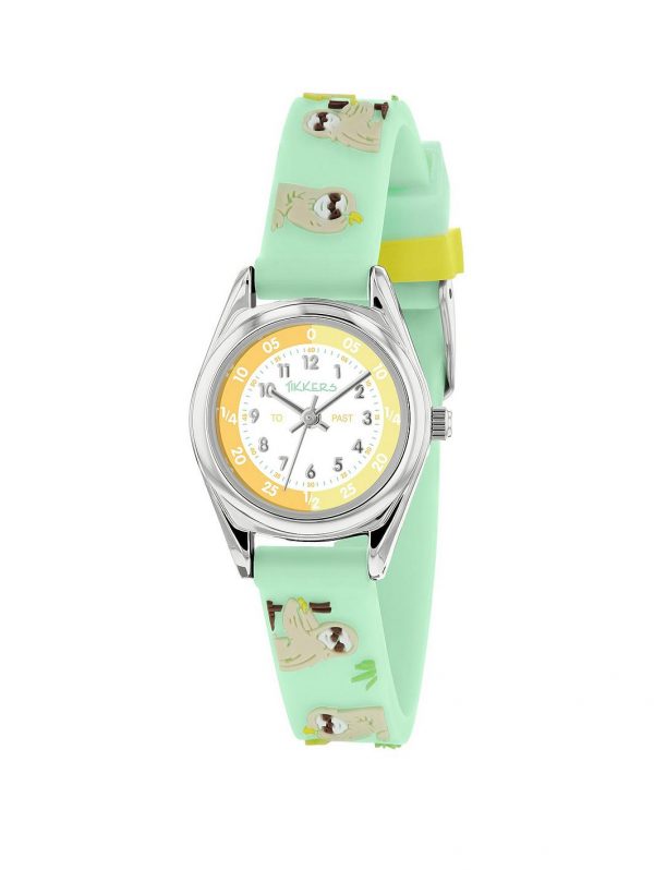 selling tikkers white dial green sloth print strap kids watch 5efae2d49b8a3