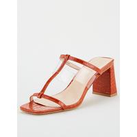 special sale bo vinyl strap heeled mule sandal rust 5ef7340924376