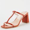 special sale bo vinyl strap heeled mule sandal rust 5ef7340c9c2e0