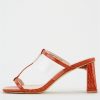 special sale bo vinyl strap heeled mule sandal rust 5ef7340dcc628