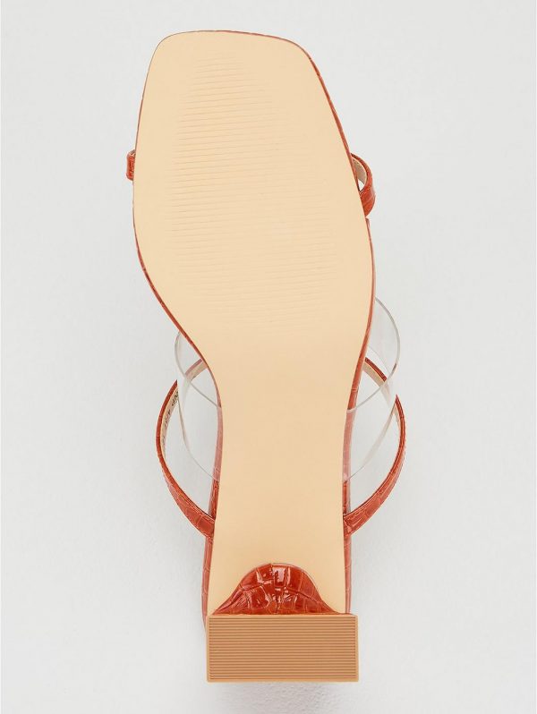 special sale bo vinyl strap heeled mule sandal rust 5ef7340f99ffb