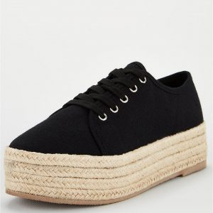 special sale chunky espadrille canvas trainer black 5efb2904760ab