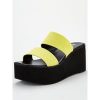 special sale delight twin strap mule wedge sandals yellow 5ef7343409faa