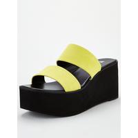 special sale delight twin strap mule wedge sandals yellow 5ef7343409faa