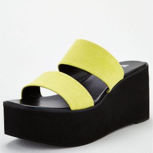 special sale delight twin strap mule wedge sandals yellow 5ef73436b7b25
