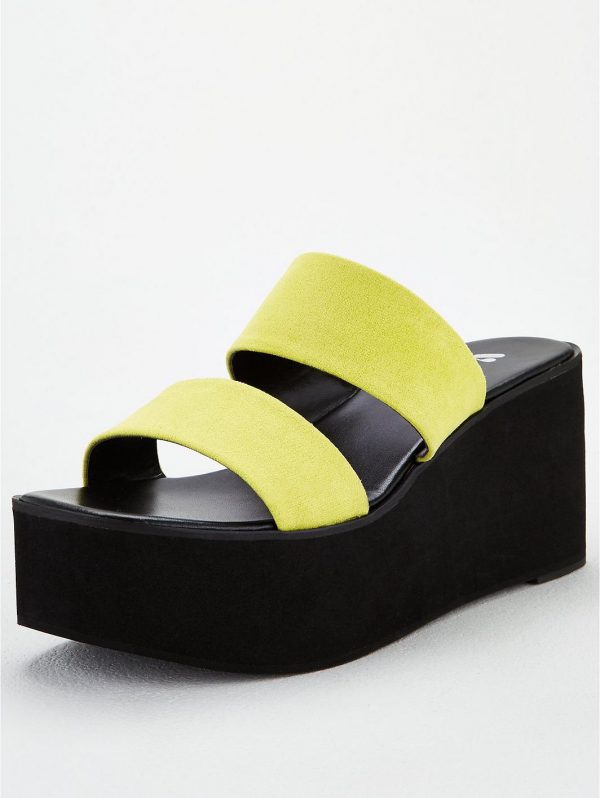 special sale delight twin strap mule wedge sandals yellow 5ef73436b7b25