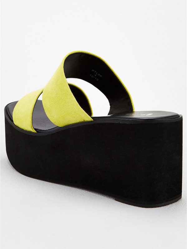 special sale delight twin strap mule wedge sandals yellow 5ef7343761b22