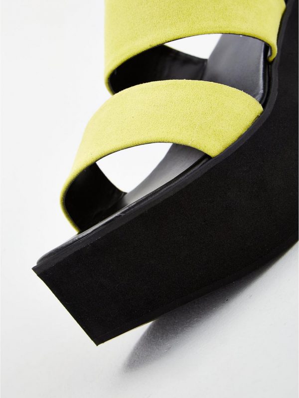special sale delight twin strap mule wedge sandals yellow 5ef7343923a0f