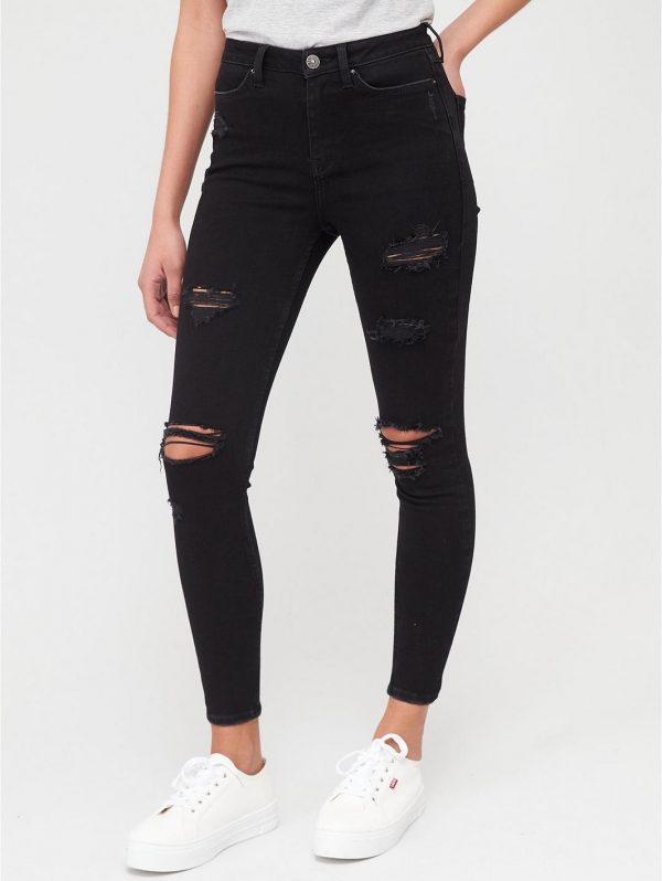 special sale ella high waist open rips skinny jean black 5ef9beb316331