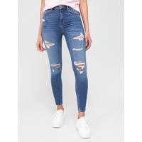 special sale ella high waist open rips skinny jeans mid wash 5efb116795cd9
