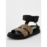 special sale handa wide fit elasticated footbed sandals tan 5ef7358f9fb93