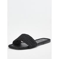 special sale harri wide fit raffia slider black 5ef7349ce2287