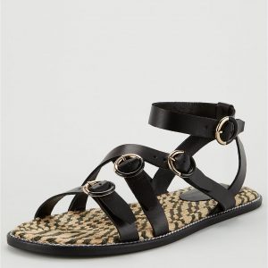 special sale henrika leather buckle strap espadrille sandal black 5ef737906c01c