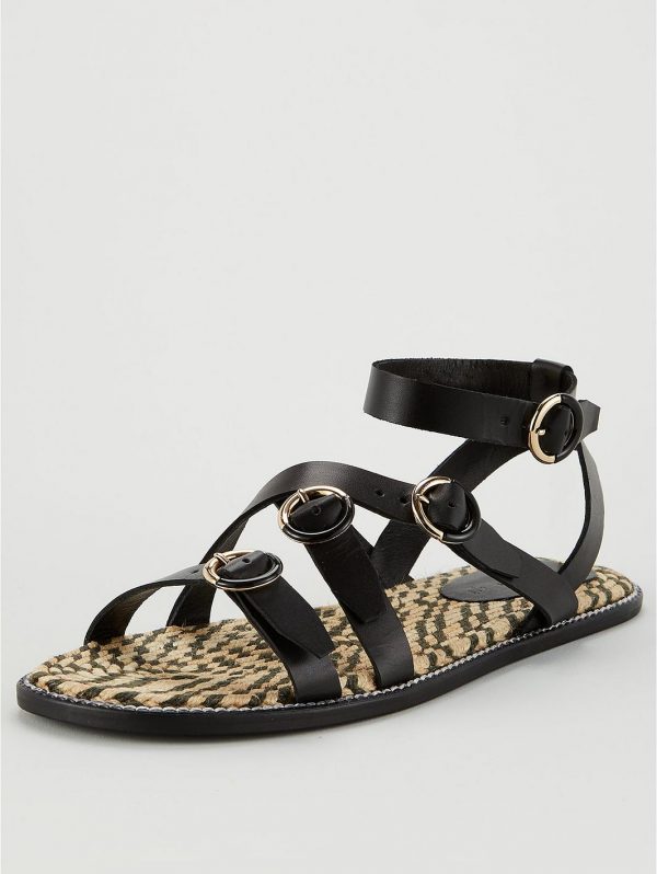 special sale henrika leather buckle strap espadrille sandal black 5ef737906c01c