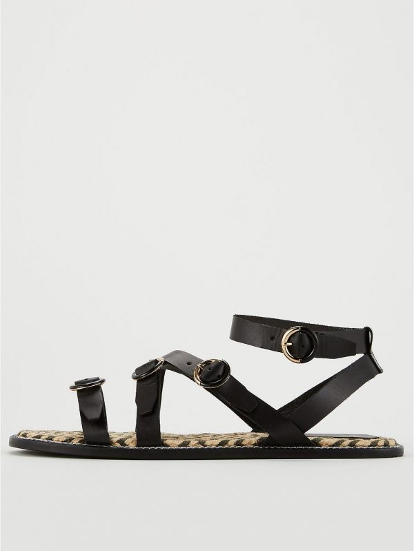 special sale henrika leather buckle strap espadrille sandal black 5ef73791bc65b