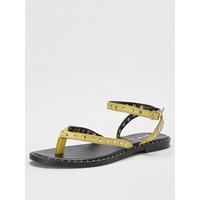 special sale herbik leather studded toepost sandal yellow 5ef7342941115