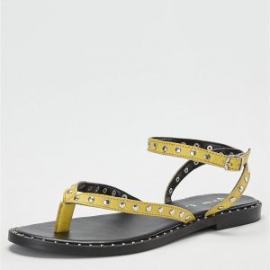 special sale herbik leather studded toepost sandal yellow 5ef7342b94d65