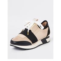 special sale river island elasticated lace up trainer beige 5ef7367e42333